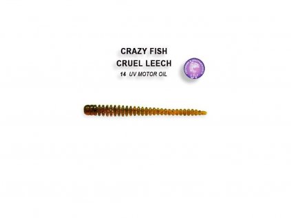 Gumová nástraha Crazy Fish Cruel Leech 5,5 cm 14 UV Motor oil (8 ks)
