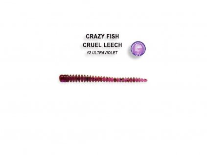 Gumová nástraha Crazy Fish Cruel Leech 5,5 cm 12 Ultraviolet (8 ks)