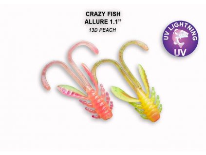 Gumová nástraha Crazy Fish Allure 4cm 13D Peach (8ks)