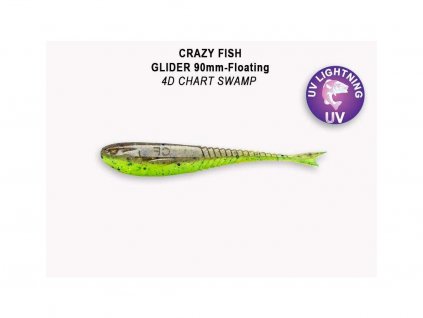 Gumová nástraha Crazy Fish Glider 9 cm 4D Chart swamp (8 ks)