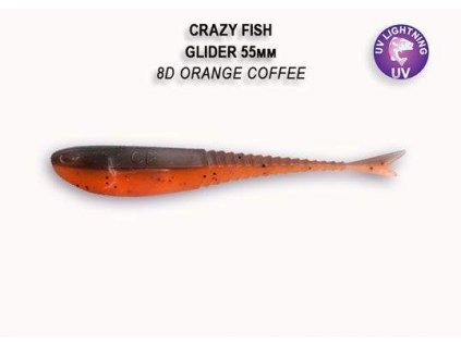 Gumová nástraha Crazy Fish Glider 9 cm 8D Orange coffee (8 ks)