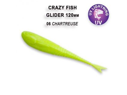 Gumová nástraha Crazy Fish Glider 12 cm 06 Chartreuse (6 ks)
