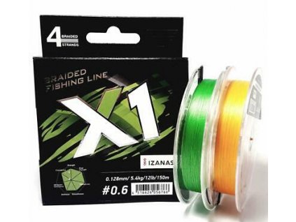 Pletená šňůra Favorite X1 PE 4X - 0,128mm, 5,4kg Zelená 150m