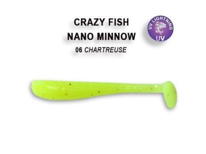 Gumová nástraha Crazy Fish Nano Minnow 4 cm 06 Chartreuse (8 ks)