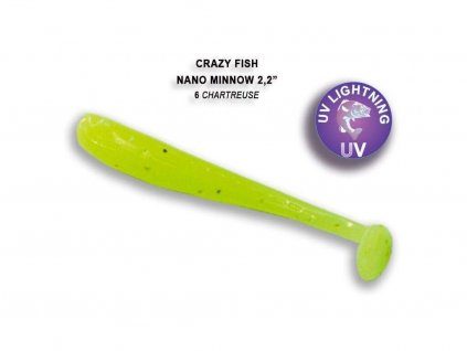 Gumová nástraha Crazy Fish Nano Minnow 5,5 cm 06 Chartreuse (8 ks)