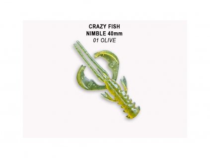 Gumová nástraha Crazy Fish Nimble 4 cm 01 Olive (9 ks)