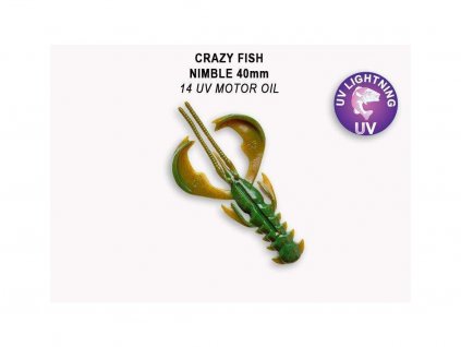 Gumová nástraha Crazy Fish Nimble 4 cm 14 UV Motor oil (9 ks)