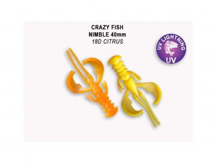 Gumová nástraha Crazy Fish Nimble 4 cm 18D Citrus (9 ks)