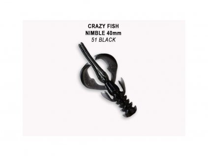 Gumová nástraha Crazy Fish Nimble 4 cm 51 Black (9 ks)