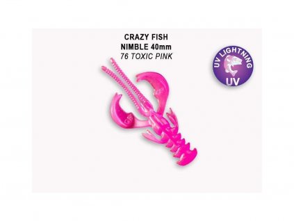 Gumová nástraha Crazy Fish Nimble 4 cm 76 Toxic pink (9 ks)