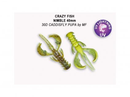 Gumová nástraha Crazy Fish Nimble 6,5 cm 30D Caddisfly pupa by MF (7 ks)