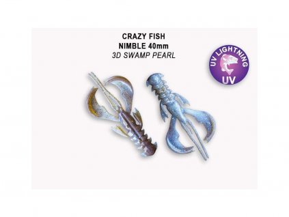 Gumová nástraha Crazy Fish Nimble 6,5 cm 3D Swamp pearl (7 ks)