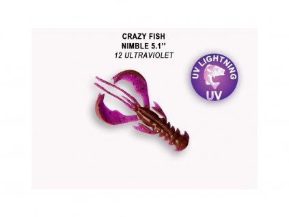 Gumová nástraha Crazy Fish Nimble 12,5 cm 12 Ultraviolet (3 ks)