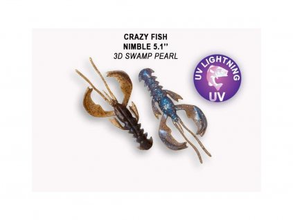 Gumová nástraha Crazy Fish Nimble 12,5 cm 3D Swamp pearl (3 ks)