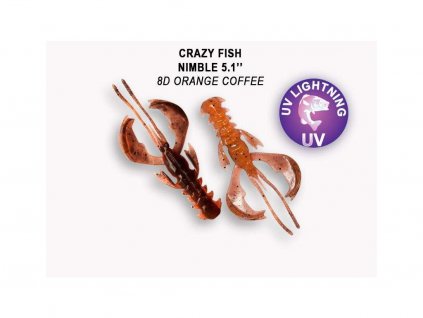 Gumová nástraha Crazy Fish Nimble 12,5 cm 8D Orange coffee (3 ks)