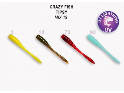Gumová nástraha Crazy Fish Tipsy 5 cm Mix 19 (8 ks)