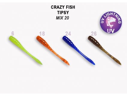 Gumová nástraha Crazy Fish Tipsy 5 cm Mix 20 (8 ks)