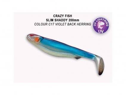 Gumová nástraha Crazy Fish Slim Shaddy 20cm C17 Violet back herring (1ks)