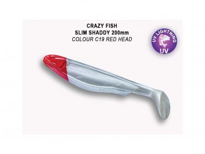 Gumová nástraha Crazy Fish Slim Shaddy 20cm C19 Red head (1ks)