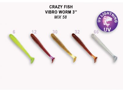 6402 vibro worm 75cm barva mix 58