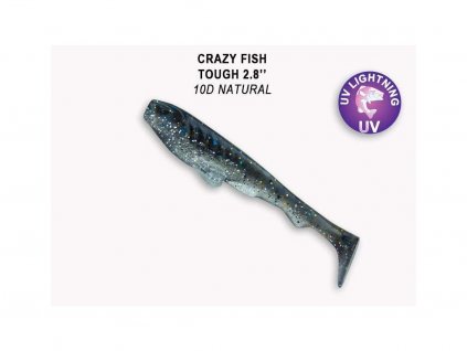 Gumová nástraha Crazy Fish Tough 7 cm 10D Natural (5 ks)