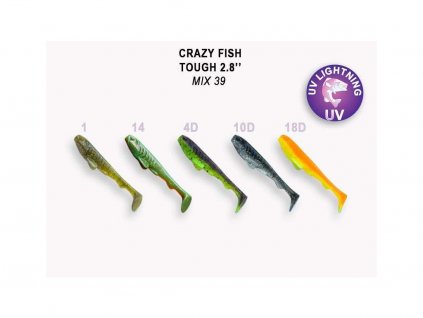 Gumová nástraha Crazy Fish Tough 7 cm Mix 39 (5 ks)