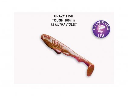 Gumová nástraha Crazy Fish Tough 10 cm 12 Ultraviolet (5 ks)