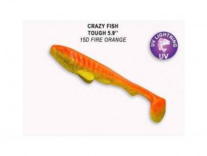 Gumová nástraha Crazy Fish Tough 15 cm 15D Fire orange (2 ks)