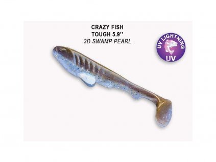 Gumová nástraha Crazy Fish Tough 15 cm 3D Swamp pearl (2 ks)