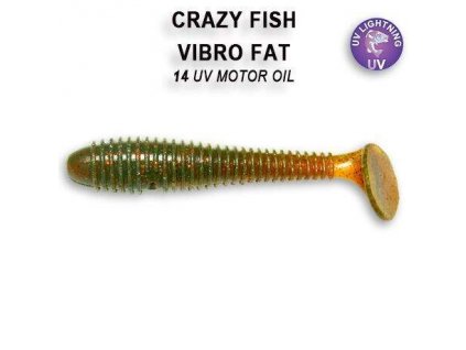 Gumová nástraha Crazy Fish Vibro Fat 7,1 cm 14 UV Motor oil (5 ks)