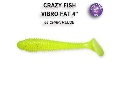 Gumová nástraha Crazy Fish Vibro Fat 10 cm 06 Chartreuse (4 ks)