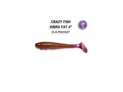 Gumová nástraha Crazy Fish Vibro Fat 10 cm 12 Ultraviolet (4 ks)