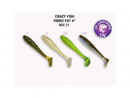 Gumová nástraha Crazy Fish Vibro Fat 10 cm Mix 21 (4 ks)