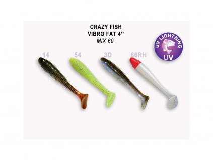 Gumová nástraha Crazy Fish Vibro Fat 10 cm Mix 60 (4 ks)