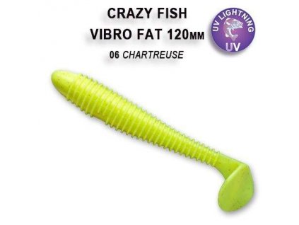 Gumová nástraha Crazy Fish Vibro Fat 12 cm 06 Chartreuse (4 ks)