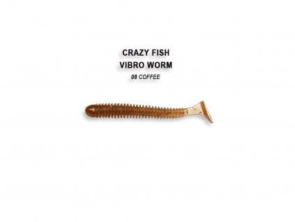 Gumová nástraha Crazy Fish Vibro worm 5 cm 08 Coffee (8 ks)