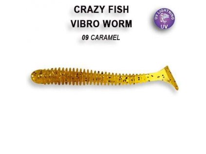 Gumová nástraha Crazy Fish Vibro worm 5 cm 09 Caramel (8 ks)
