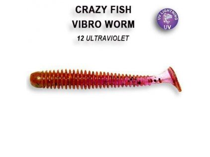 Gumová nástraha Crazy Fish Vibro worm 5 cm 12 Ultraviolet (8 ks)