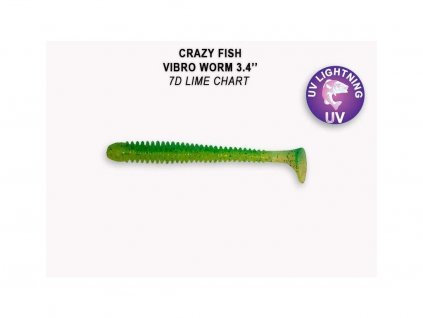 Gumová nástraha Crazy Fish Vibro worm 8,5 cm 7D Lime chart (5 ks)