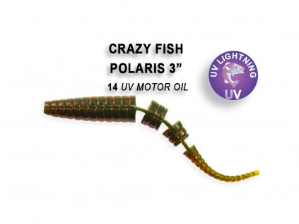 Gumová nástraha Crazy Fish Polaris 6,8 cm 14 UV Motor oil (8 ks)