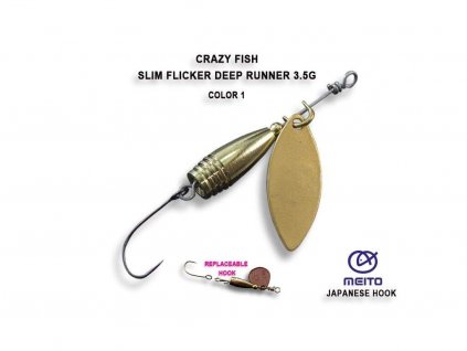 Rotační třpytka Crazy Fish Slim Flicker 3,5 g Color 1