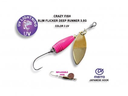 Rotační třpytka Crazy Fish Slim Flicker 3,5 g Color 5