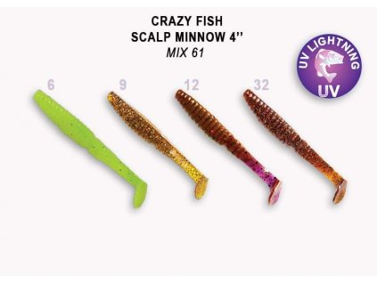 Gumová nástraha Crazy Fish Scalp Minnow 10cm Mix 61 (4ks)