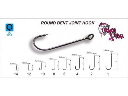 24588 2 hacek crazy fish round bend joint hook vel 14 10ks