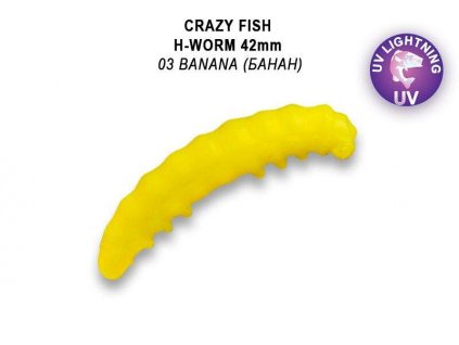 Gumová nástraha Crazy Fish Trout Baby H-Worm MF Sinking 42mm 3 - Sýr (10ks)