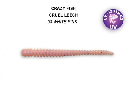 Gumová nástraha Crazy Fish Cruel Leech 5,5cm 53 White pink (8ks)
