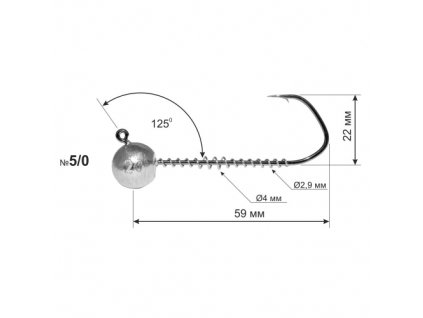 Jigová hlava Dnipro Lead Barbarian 125° hook size 5/0 with corkscrew, 20g (1ks)