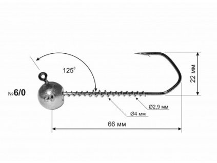 Jigová hlava Dnipro Lead Barbarian 125° hook size 6/0 with corkscrew, 12g (1ks)