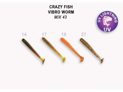 9634 vibro worm 5 cm color mix 43