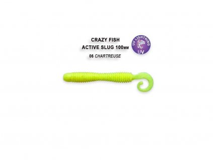 Gumová nástraha Crazy Fish Active slug 10 cm 06 Chartreuse (6 ks)